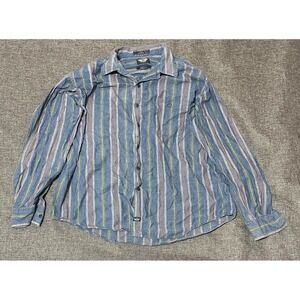 VTG Dockers Indigo Men's L Striped Long Sleeve Shirt